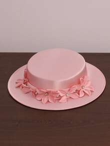 French Elegant Church Hat, Bride Decor Hat, Ladies British Style Fascinator Hat, Noble Cap, Vintage Hat, Bow Hat, Birthday Party Headpiece, Banquet Costume Hat, Black Hat, Equestrian Hat, Formal Hat, Large Hat, Ladies Hat, Gorgeous Hat, Feather Hat, Ball Cap, Pink Hat - 1082 - View 15