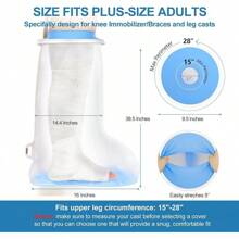 Upgraded Wide Full Leg Cast Cover Shower After Knee Surgeries With Non-Slip Bottom Leg Wounds, Bandage, Large Cast, Knee Immobilizer/Brace, Walking Boots, Reusable