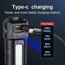 Luz de Sinal de Iluminação de Alta Intensidade para Uso Externo com Fonte de Luz LED Vermelha/Branca/Verde/Amarela, Bateria de Lítio de Alta Capacidade Integrada, Lanterna LED de Alta Potência com Luz Lateral, Zoom Rápido, Adequada para Reparos de Automóveis, Emergências Domésticas e Acampamento ao Ar Livre, Acessórios de Camping