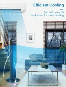 FOHERE Tower Fan, 36" Oscillating Tower Cooling Fan With Remote Control, 12-Hour Timer And Sleep Mode, Portable Stand Up Floor Bladeless Fan (Black) - US A Type Plug(110-127V) - View 6