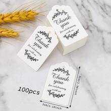 100pcs/Set White Blank Kraft Paper Gift Wrapping Tag With Scalloped Edge, Suitable For Wedding, Birthday Party Decor, Baking Cookie Packaging Label - Multicolor - View 17