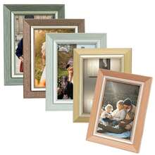 1pc Elegant European Art Gallery Picture Frame, Available In Pink, Grayish Green, Woodgrain, Blue-Green, And Brown Frame Colors, Displays 3.5"X5", 4"X6", 5"X7", 6"X8", 8"X10" Photos In Vertical Or Horizontal Orientation, Wall Decor Or Tabletop Display, Suitable For Office, Living Room, Desk Decor (Frame Only, Photo Paper Included Randomly)