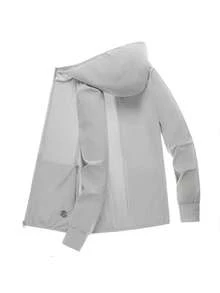 Lightweight Breathable UV Protection Hooded Jacket, Suitable For Outdoor Activities Like Daily Commute, Hiking, Travel And Camping In Summer - Grey - View 2