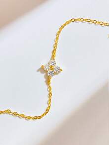 1 chiếc vòng tay hình thánh giá và hoa thời trang, bạc sterling S925, trang sức thanh lịch, thích hợp để đeo hàng ngày, làm quà tặng cho chị em gái và bạn bè. - vòng tay cỏ bốn lá - Xem 3