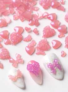 50pcs/100pcs Color-Changing Nail Decorations,Cute Hearts,Angel Wings,Bow Nail Decorations,Outdoor Color-Changing Nail Diy Accessories Nail Charms