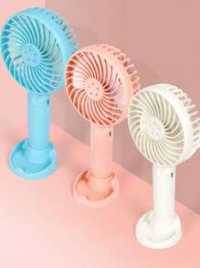 1pc Mini Handheld USB Rechargeable Personal Fan, 3 Speed Adjustable, Portable Plastic Wearable Design, Button Control, Suitable For Indoor/Outdoor Use, Great For Office, Travel, Camping