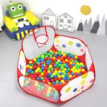 1pc Foldable Children's Play Tent, Large Indoor/Outdoor Play House, Sports Basketball Hoop, Does Not Include Ball Pit Balls