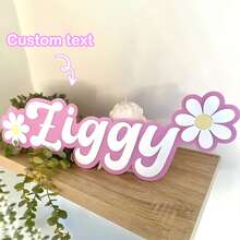 Etiquetas de nombre de acrílico, etiquetas de nombre de margarita de doble capa, letreros con forma de flor/mariposa/elefante, decoraciones de pared personalizadas para dormitorios y guarderías de niños, letreros personalizables para cumpleaños y eventos, etiquetas de nombre vintage, etiquetas de nombre para niñas, decoraciones para habitaciones y fiestas, impresión de patrones, multifuncional, elegante, adecuado para oficina, Día de San Valentín, Día de la Madre, bodas, inauguración de la casa y otras ocasiones. - Multicolor - Ver 2