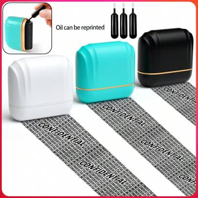 Wide-Format Seashell Big Size Privacy Roller Stamp, Confidentiality Address Blocking & Privacy Protection, Includes 3 Replacement Ink Refills,Back To School,School Supplies