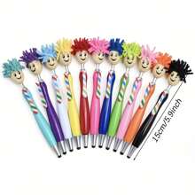 2-In-1 Plush Smiling Face Rainbow Tie Ballpoint Pen, Multi-Color Touch Screen Pen, Suitable For Creative Gifts In Offices And Schools, School Supplies,Back To School