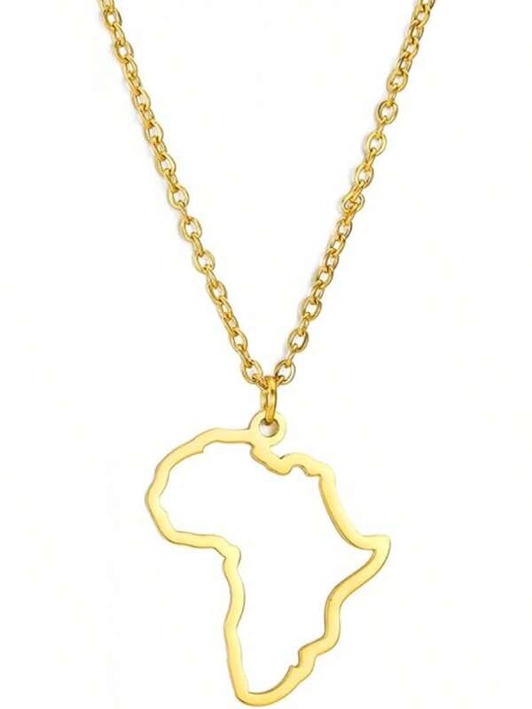 Collier avec pendentif carte de l'Afrique pour homme et femme, pendentif minimaliste personnalisé en acier inoxydable avec breloque creuse et contour de la carte de l'Afrique, colliers, bijoux
