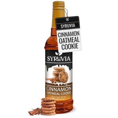 Syruvia Cinnamon Oatmeal Cookie Syrup - 25.4 Fl Oz. Premium Coffee Flavoring Syrup. Kosher, And Gluten-Free. Ideal For Enhancing Drinks, Sodas, Shakes, Desserts, And More.