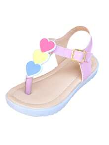 Children's Flip-Flops Decorated With Colorful Hearts. - Màu Hồng baby - Xem 1