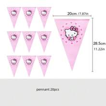 Sanrio مجموعة أعلام ثلاثية الأبعاد لديكورات حفلة هالو كيتي ، تشمل: أعلام ثلاثية ، قبعات ورقية ، سفرة ، بطاقات دعوة ، أكياس بلاستيكية ، أقنعة