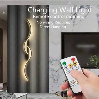 Lámpara de pared moderna LED recargable negra 1/2 piezas, lámpara de pared recargable para el hogar, decoración minimalista, luces de pared con toque, regulable con control remoto, lámpara de pared de carga con sencillez, apliques de pared de lujo para el hogar, de fácil instalación (60/80 CM 4000 mAh)
