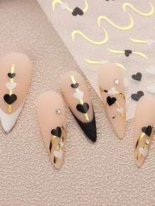 爱心花线贴花法式美甲贴纸自粘彩色美甲用品指甲设计装饰配件 - 彩色 - 查看 5