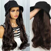 22-Inch Body Wave Synthetic Hat Wig With Cap - High-Temperature Fiber, Closed Network Cap, Easy To Wear For Women And Girls, Black, Heat-Resistant Wig | Natural Appearance | Durable WiHalloween - Multicolor - View 10