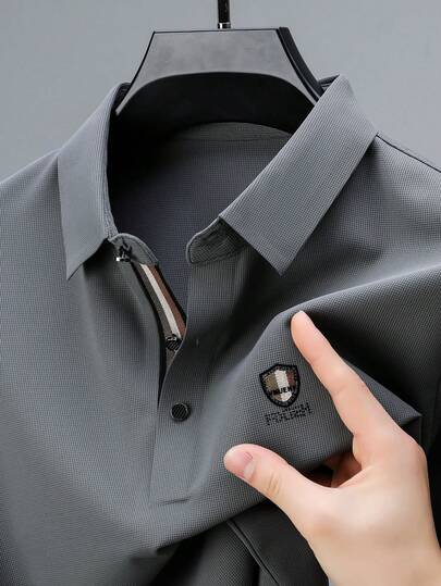 Men's Seamless Cooling Short Sleeve Polo Shirt, Lightweight Business Casual Formal Wear, Summer