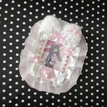 Portacarte per foto con orecchie di coniglio e gatto in peluche fatti a mano, pizzo, stile Kpop, materiale scolastico, per il ritorno a scuola