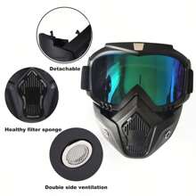 1Pc Motorcycle Goggles Riding Goggles Moto Glasses Motorbike Removable Face Mask Motocross Fog-Proof Goggles Mouth Filter Adjustable Non-Slip Motorcycle Accessories Summer Rider Gifts