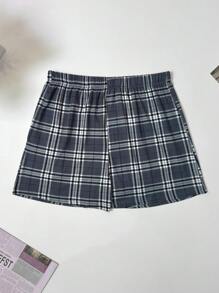 4pcs/Set Men's Plaid Print Stretchy Loose Casual Shorts, Breathable Comfortable Pajama Pants, With Elastic Waistband, Multi-Color Combination