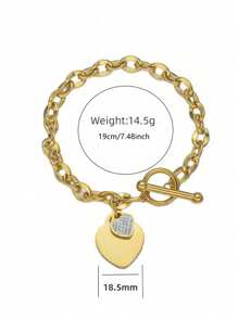1 pièce Bracelet minimaliste à la mode en acier inoxydable en forme de cœur, convient pour la tenue quotidienne ou les soirées des femmes, excellent cadeau pour les amis