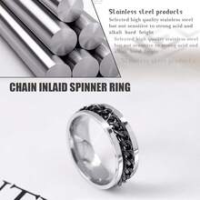 Set de 9 anillos giratorios de acero inoxidable para aliviar la ansiedad - Negro - Ver 8