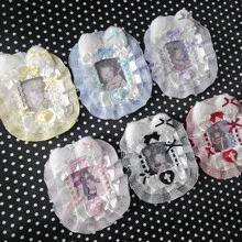 Portacarte per foto con orecchie di coniglio e gatto in peluche fatti a mano, pizzo, stile Kpop, materiale scolastico, per il ritorno a scuola