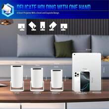 Proyector mini inteligente HY300 Pro+ con Android 11 | Compatible con 4K/1080P, WiFi6 y BT 5.0, teatro en casa portátil con corrección de nivel automático, proyector de cine para exteriores (Blanco, enchufe europeo)