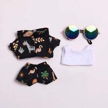 [仅限娃娃衣服] 适用于 /10cm 娃娃可爱 Labobo 毛绒娃娃 LBB 时尚第 1 2 3 代盲盒服装，时尚泳衣太阳镜 4 件套装适用于 17cm 娃娃