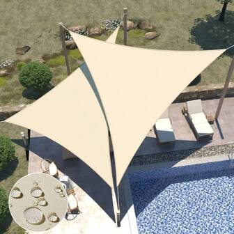Outdoor Triangular Sunshade, Outdoor Courtyard Balcony Sun Protection Sail, 3/4-Meter Foldable Silver-Coated Sunshade, Suitable For Terrace/Courtyard/Deck/Garden/Outdoor Activities Triangle Waterproof Sun Shade Sail Outdoor Canopy For Courtyard Balcony, Sunshade Shed Landscape Rain Shed, Suitable For Terrace/Yard/Deck/Garden, Beach Essentials, Beach Accessories, Pool Float