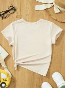Camiseta de manga corta para niñas con estampado de letra y carpincho de dibujos animados, para el verano
