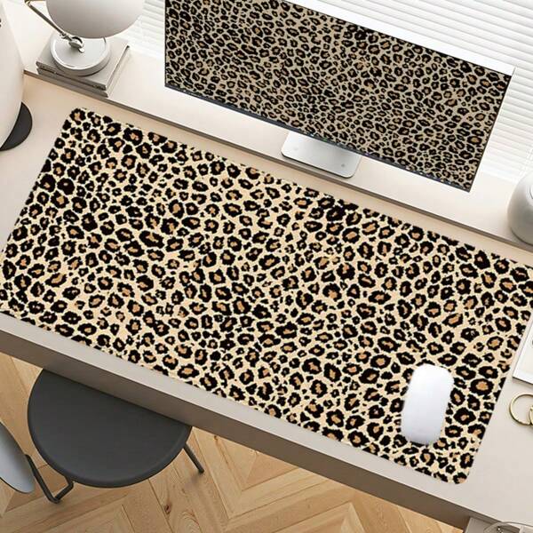 1 pieza Alfombrilla de escritorio con estampado de leopardo, arte moderno, alfombrilla de ratón grande de 35.4 x 15.7 pulgadas, accesorios de escritorio con base de goma y borde cosido resistente al deslizamiento, alfombrilla para teclado para oficina, hogar, computadora como regalo para hombres, mujeres, amigos, suministros escolares, regreso a clases