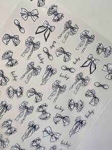 1/3pcs New Japanese Hand-Painted Ribbon Black And White Bow Nail Art Lace Waterproof Retro Black Bow Versatile French Nail Art, Used For Nail Decoration Nail Art Stickers With Self-Adhesive Backing