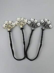 1 buc agrafă de păr la modă cu model floral cu strasuri, extensie de coc, piesă de păr pentru coc, aparat de făcut cocuri, agrafe de coafat, agrafe pentru bobby, accesorii de păr, articole școlare,