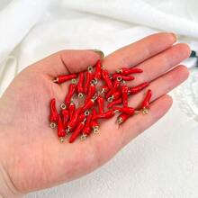 50 piezas Divertidos dijes de pimiento rojo 3D multicolor, adecuados para hacer aretes, collares, pulseras y llaveros - Accesorios de joyería con estilo picante para manualidades