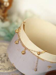 1件纪念毕业季半缝饰品扣圆线钢球流苏手链多种款式女士时尚星星月亮铃铛手链生日礼物饰品 - 金色 - 查看 7