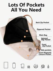 女士防盗流苏复古双肩包，多功能时尚日常包，多口袋轻便旅行包，大容量简约书包，方便实用，适合学生、护士、教师、商务人士、旅行、通勤、购物、办公、约会、徒步、训练、工作等各种场合，也是生日礼物和节日礼物的理想之选。