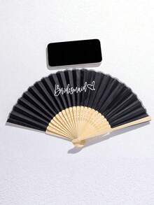 1 件定制名字 LOGO 丝绸折扇，“新娘和伴娘”黑白印花扇子，单身派对的完美配饰，单身派对婚礼新娘送礼会装饰，新娘和伴娘竹制手持折扇，婚礼回礼，新娘派对，拍照道具，伴娘礼物，派对和活动的理想选择，非常适合派对和活动，完美的春夏配饰 - 彩色 - 查看 7