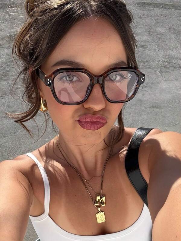 1 szt. Szylkret Retro Rice Nail Clear Glasses Damskie okulary casualowe do codziennego czytania i dojazdów do pracy Stroje plażowe Akcesoria Vintage Y2k Podstawy Business Casual Prezenty