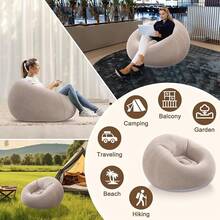 Inflatable Bean Bag Chairs Adult Blow Up Chairs Lazy Sofa Folding Portable Inflatable Chair Movie Outdoor Room Bedroom Reading Camping(Purple) - 咖啡 - 查看 6