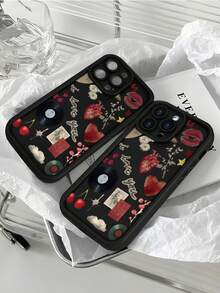 Fashionable Retro - Pop Culture Collage Pattern Design Phone Case: Popular, Personalized Soft - Touch Ultimate Grip, Waterproof & Durable, Dirt - Resistant Stylish Bumper Cover With Camera Protection. Perfect Gift For Easter Day, Christmas, Halloween. Compatible With For IPhone 16/16Plus/16Pro/16ProMax, 15, 14, 13, 12, 11 Series And More. - Black - View 8