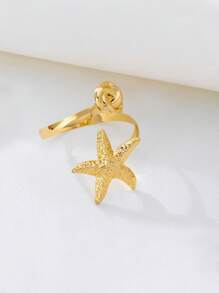 1 pièce Bracelet géométrique en nœud d'étoile de mer de style élégant pour vacances océaniques en métal, un jonc ouvert et ajustable pour les femmes, convient pour les fêtes d'été à la plage