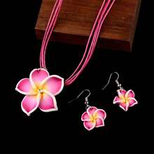 3 pièces/Set de colliers pendentifs et boucles d'oreilles femme fleurs d'été , ensemble de bijoux mode