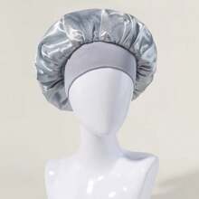 1pc Solid Color Wide Brim Satin Sleep Cap, Fashionable Hair Care Hat For Women Boy Valentine Heart Women's Valentine