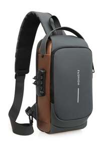 حقيبة صدر مع قفل رقمي بنمط أوكسفورد للرجال - حقيبة صدر متقاطعة بجيب للهاتف على الطراز الكلاسيكي للدراجات النارية، بإغلاق برزم، مقاومة للسرقة، مناسبة للاستخدام اليومي والسفر والرياضة، قابلة للتعديل، متعددة الجيوب، هدية مثالية للأب والزوج والصديق والمعلم للسفر والخارج والزفاف وعيد الفصح