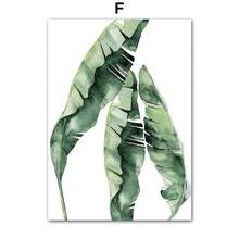 1 PIEZA Pintura en lienzo de hojas de plantas acuarela verde primaveral estilo nórdico. Pósteres y estampas para decoración de paredes en salas de estar, dormitorios y comedores. Opcional con marco. Pósteres modernos, arte de pared, pinturas en lienzo. - Multicolor - Ver 65