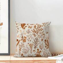 2 UNIDADES Funda de cojín de flores silvestres de color naranja oscuro de otoño, funda de cojín decorativo con flores de temporada, funda de cojín cuadrada decorativa para exteriores, adecuada para decorar cojines, sofás, salas de estar, dormitorios, balcones al aire libre, patios, impresión lateral, sin relleno de cojín (40cm*40cm, 45cm*45cm, 50cm*50cm)