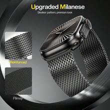 1 Pieza Correa deportiva magnética unisex estilo Milanese Loop compatible con Apple Watch de 38mm, 40mm, 41mm, 42mm, 44mm, 45mm, 49mm, S10 de 42mm y 46mm. Brazalete de moda casual para hombres, ajustable, de acero inoxidable, resistente al agua y transpirable, para uso diario, fiestas, verano. Accesorio de reloj inteligente, regalo para el Día del Padre, vacaciones para hombres y mujeres.