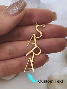 1PC Custom Vertical Letter Name Necklaces For Women Gold Color Personalized Stainless Steel Name Necklace Wedding Jewelry Gift,New Year Glamour - Multicolor - View 12